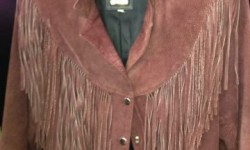 Fringed brown suede leather jacket